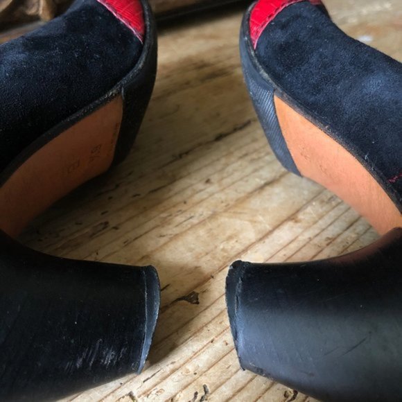 Vtg BOTTEGA VENETA Wingtip Snakeskin Leather Suede Contrast Stitch Heels 6.5 - Picture 10 of 16